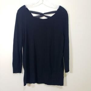 Cable & Gauge long sleeve sweater with ribbon crisscross back woman's size large